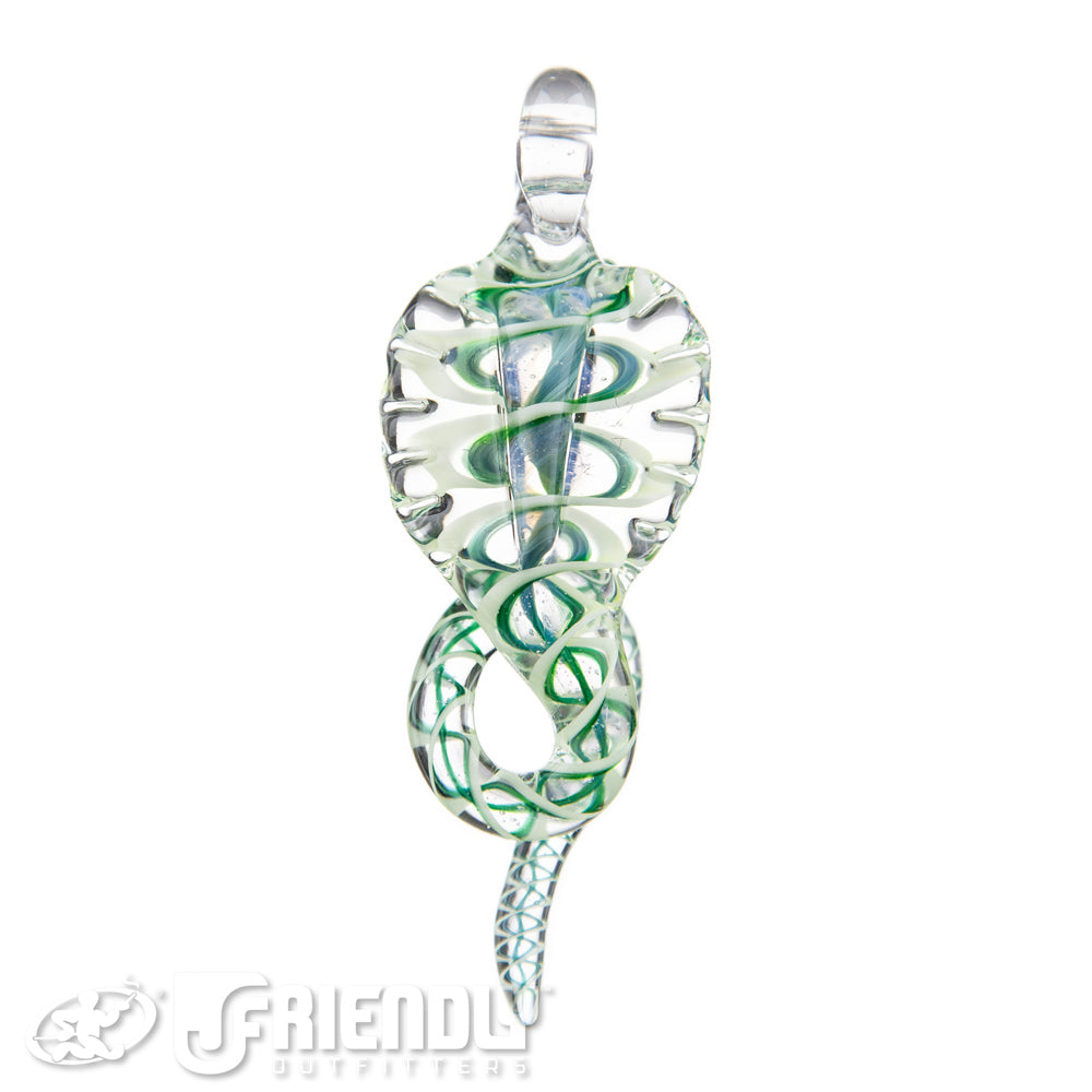Mako Glass White & Dark Green Snake Dabber Pendant