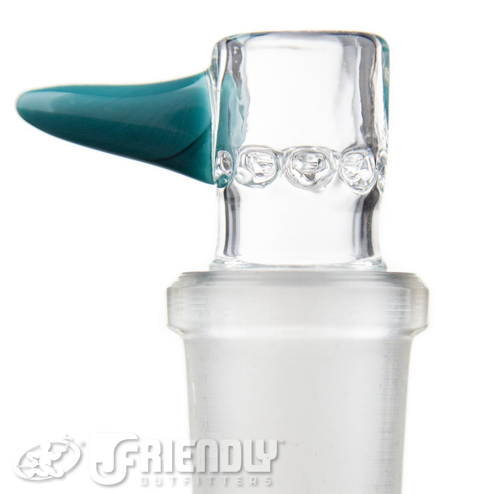 B.Wilson Glass 18mm Clear w/ Blue Horn Multi Hole Slide