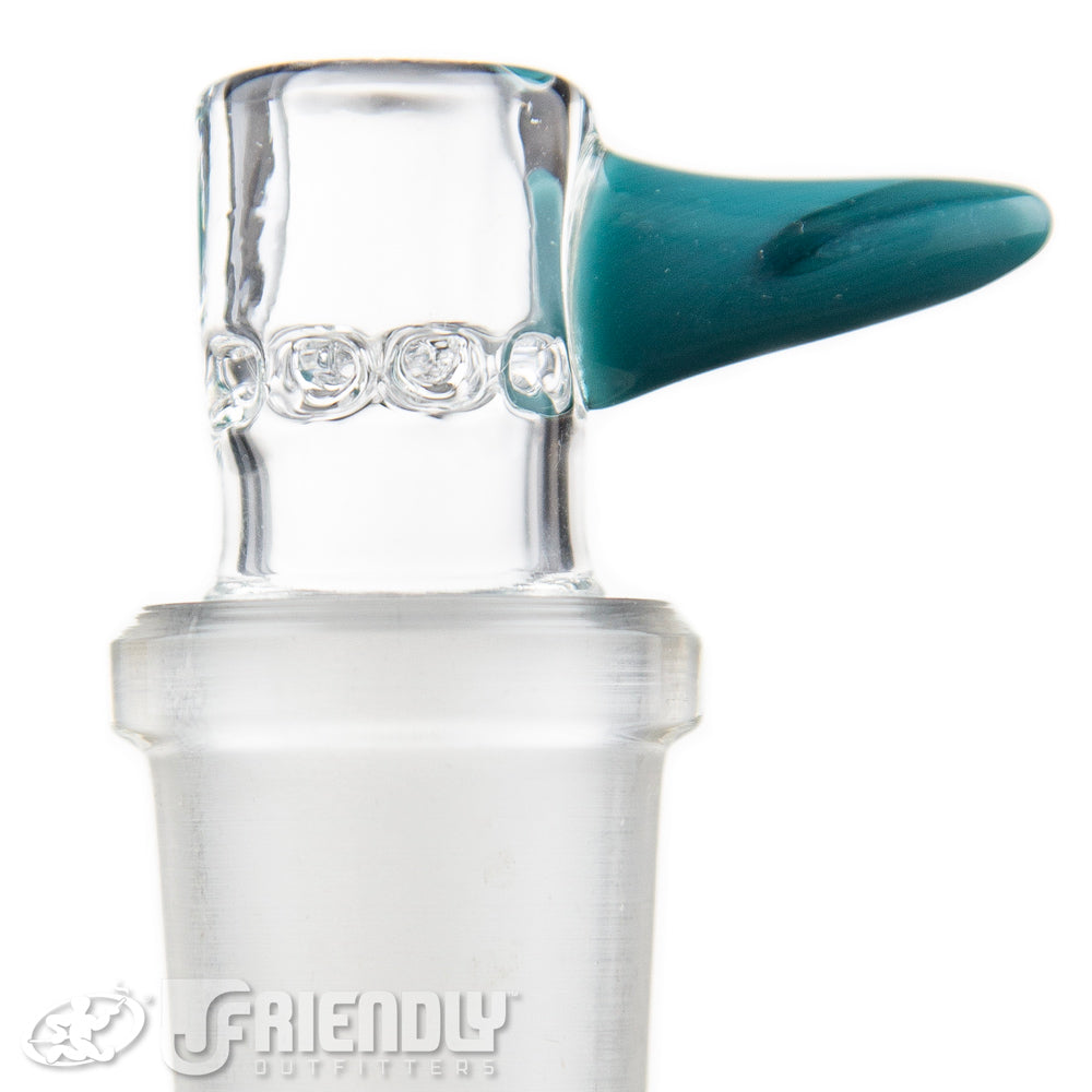 B.Wilson Glass 18mm Clear w/ Blue Horn Multi Hole Slide