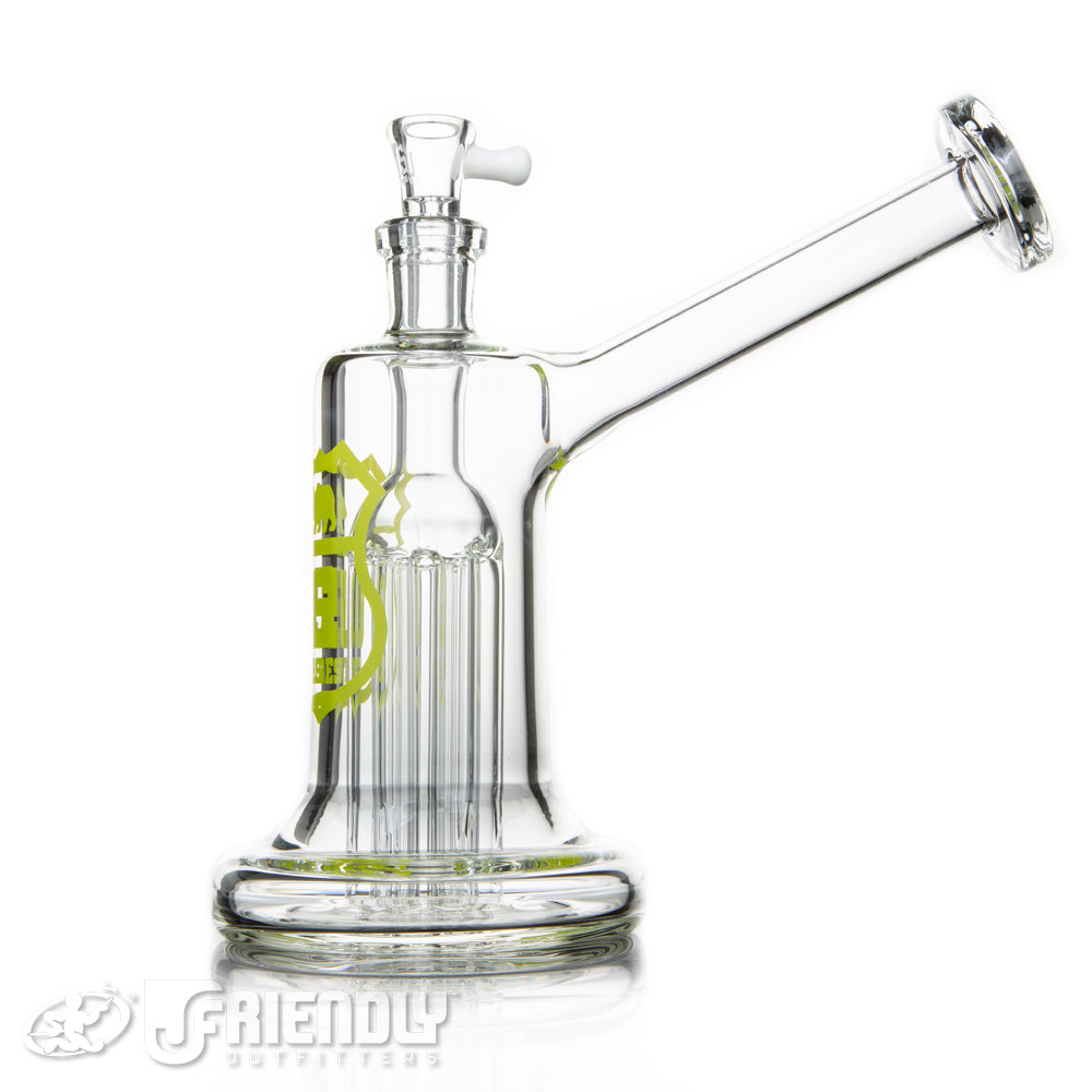 US Tubes 14mm 6 Arm Tree Bubblers w/Lime Yellow Label