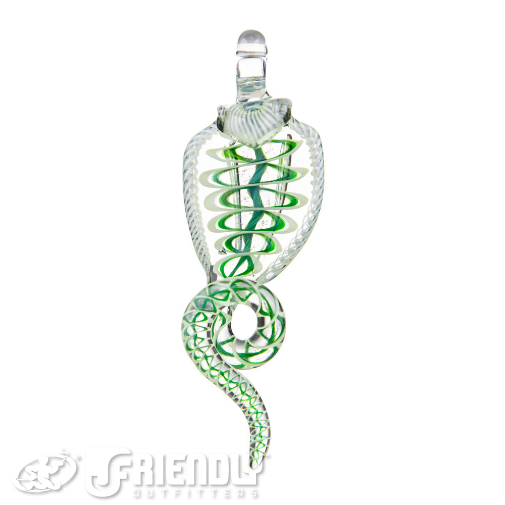 Mako Glass Green & White Snake Dabber Pendant