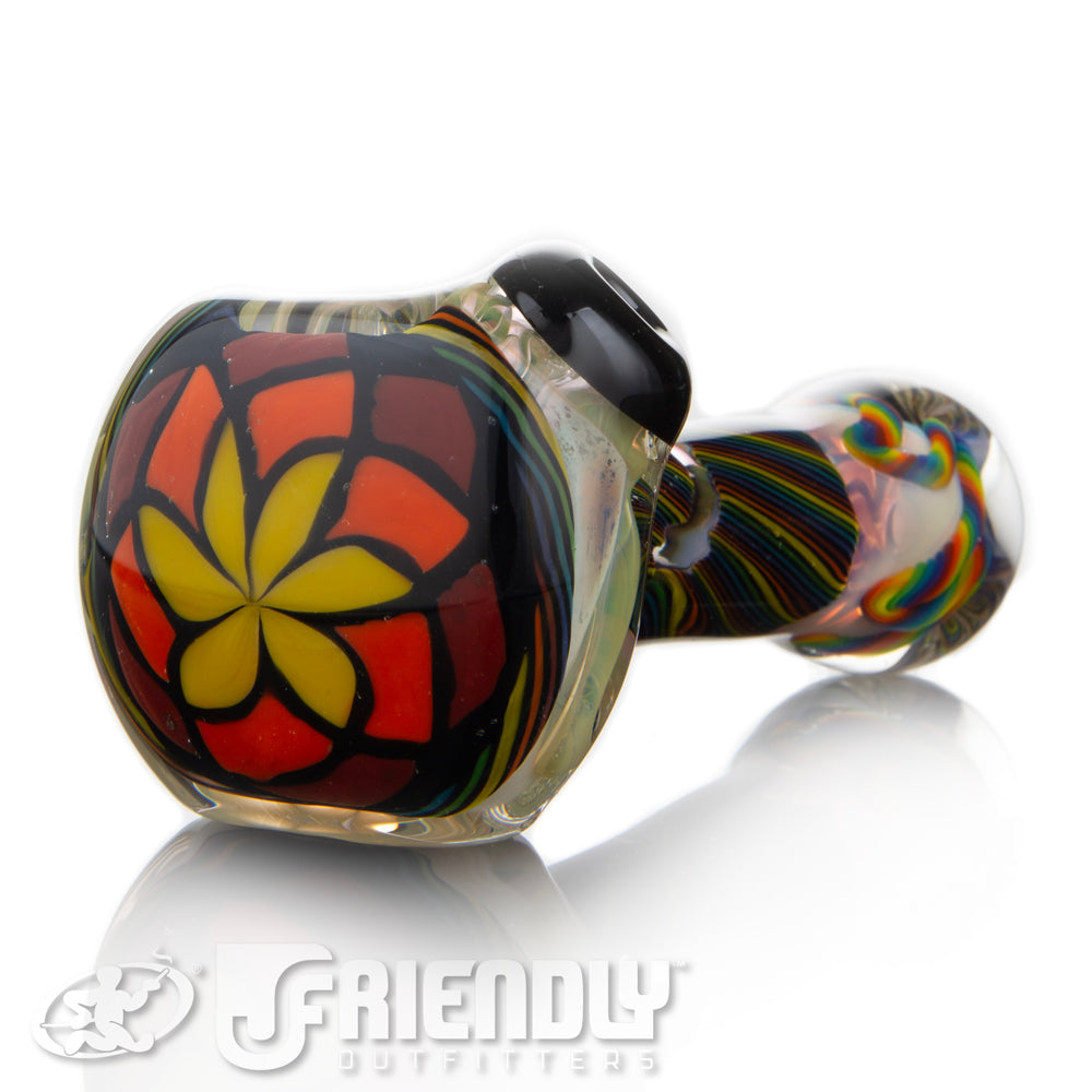 Talent Glass Worked Front Spoon w/ Rainbow Accents