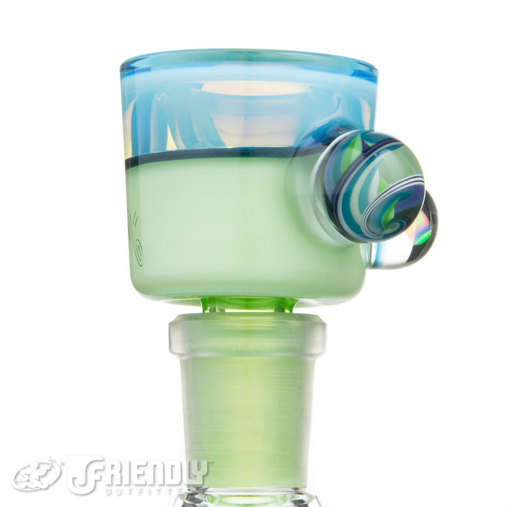 Amar Glass 14mm Aqua and Green Multi Hole Slide #23