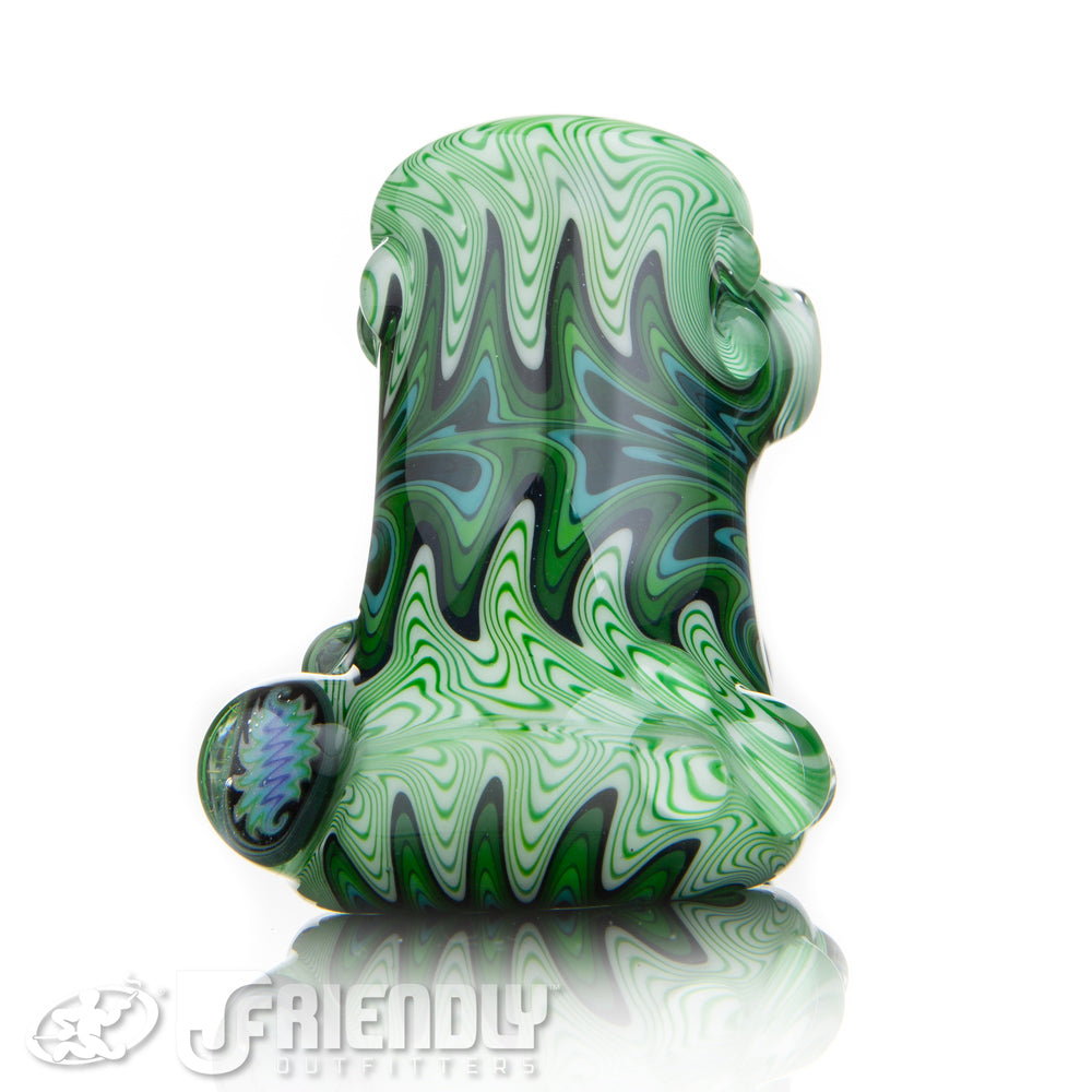 Fat Bottom Glass Green and White Reversal Hammer w/Millie and UV Liine Work