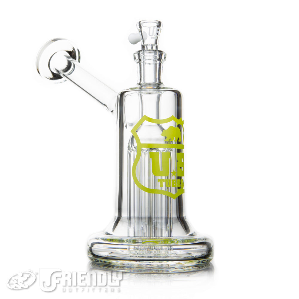 US Tubes 14mm 6 Arm Tree Bubblers w/Lime Yellow Label
