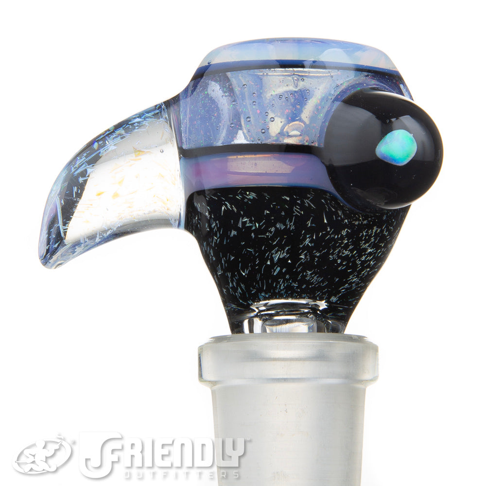 Oregon J Glass 14mm Blue and Dichro 3 Hole Slide #49