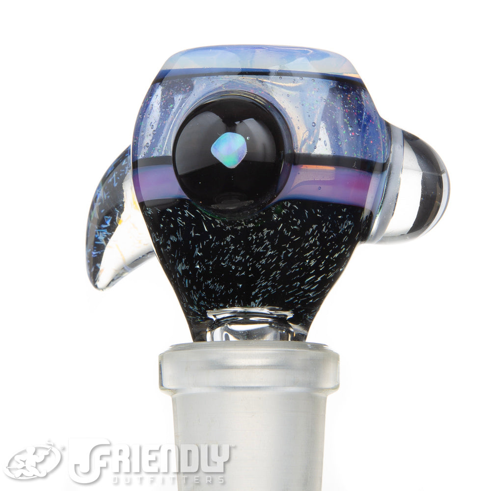 Oregon J Glass 14mm Blue and Dichro 3 Hole Slide #49