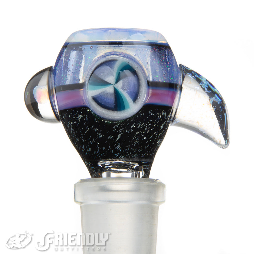 Oregon J Glass 14mm Blue and Dichro 3 Hole Slide #49