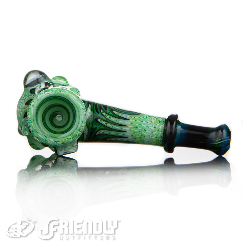 Fat Bottom Glass Green and White Reversal Hammer w/Millie and UV Liine Work