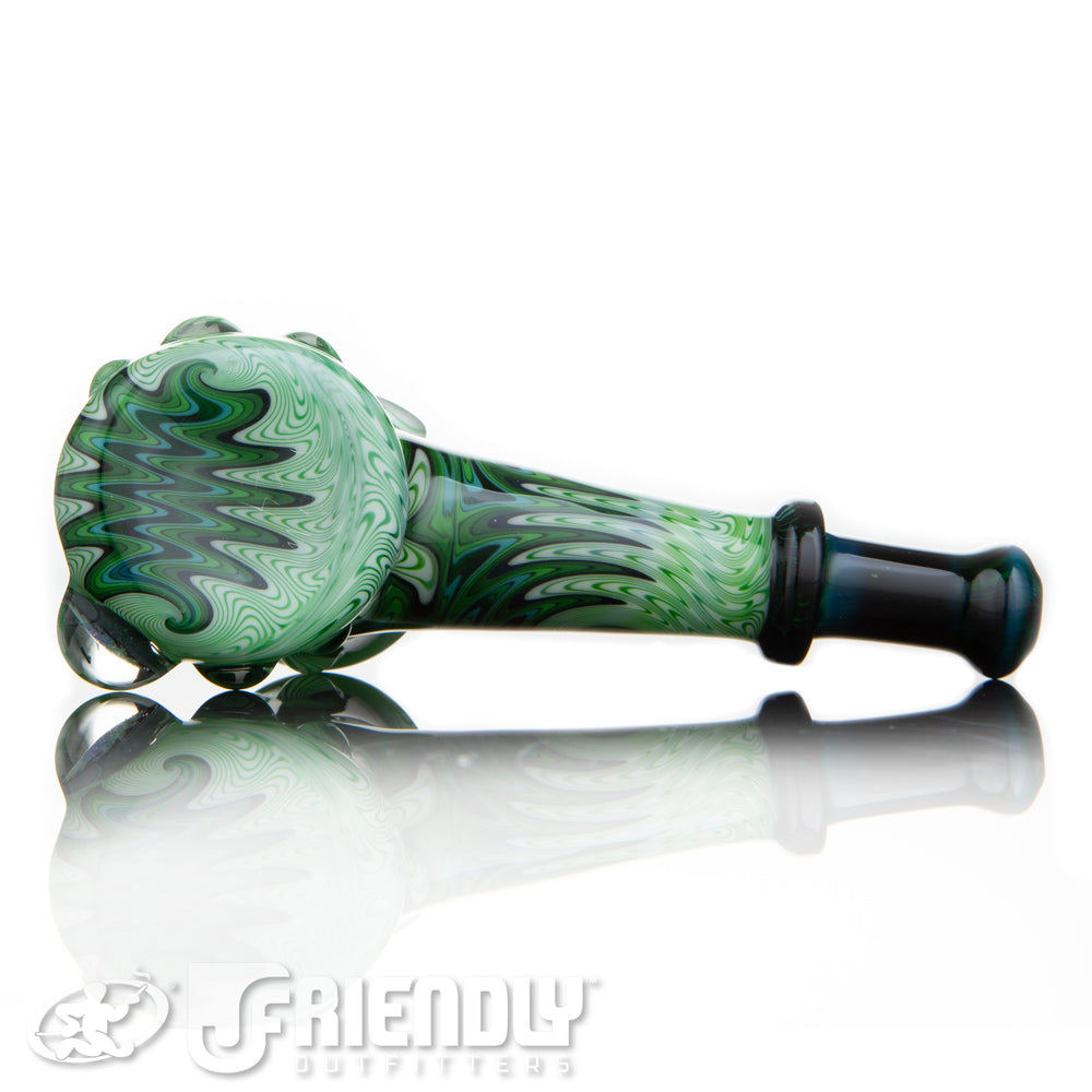 Fat Bottom Glass Green and White Reversal Hammer w/Millie and UV Liine Work