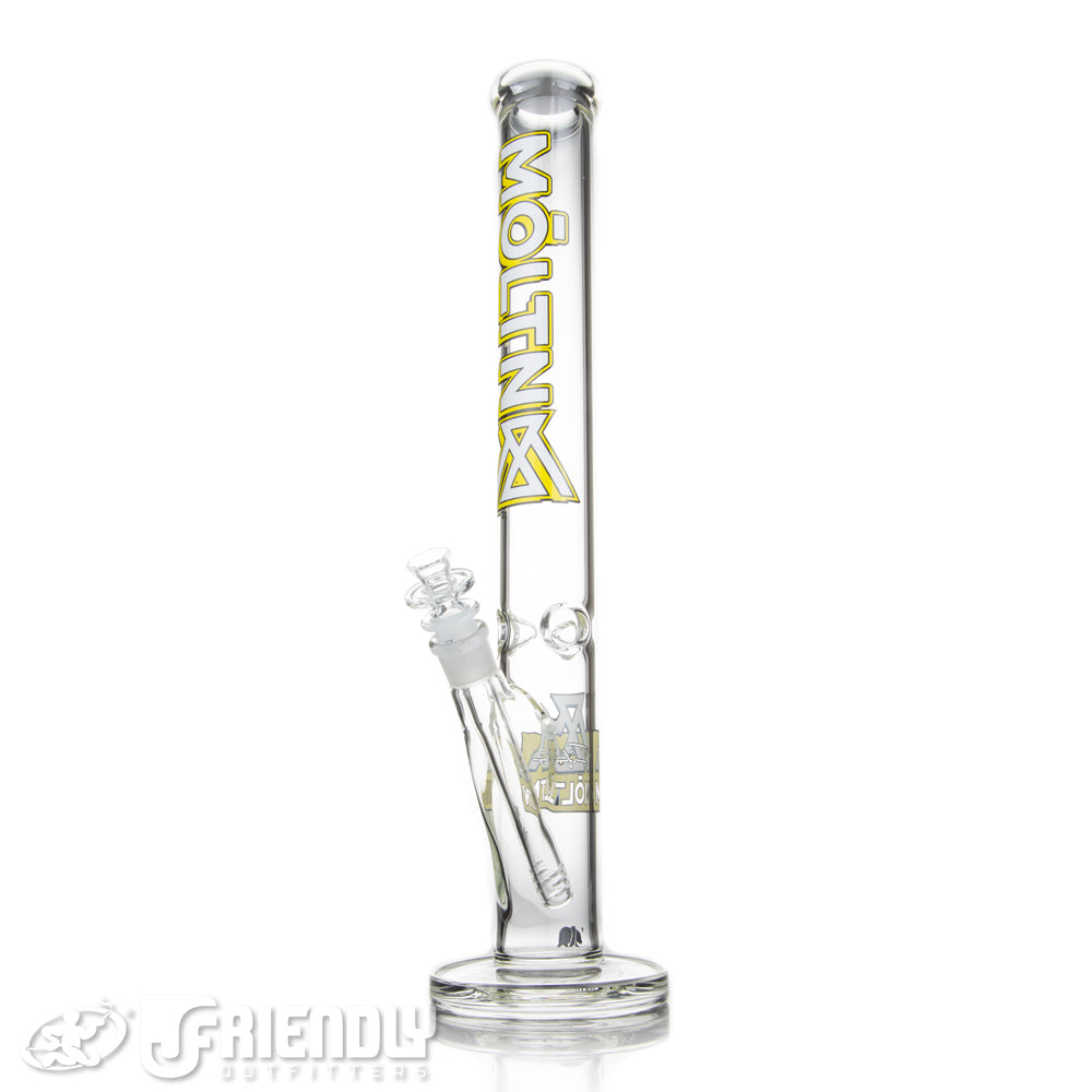 Moltn Glass 18" Straight Tube w/Yellow & White Label