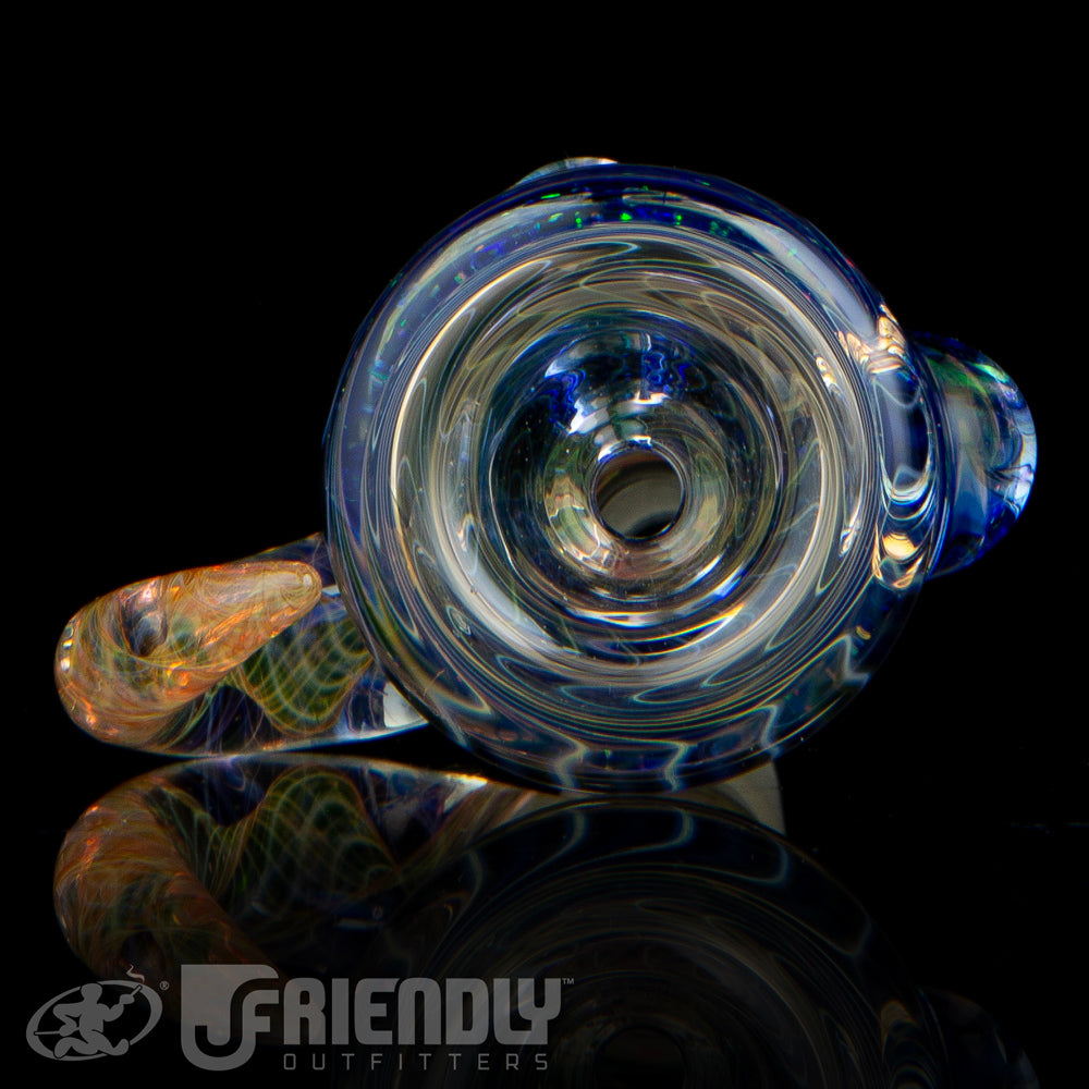 Royals Glass 14mm Fumed Slide w/ Blue Accent & Crushed Opal