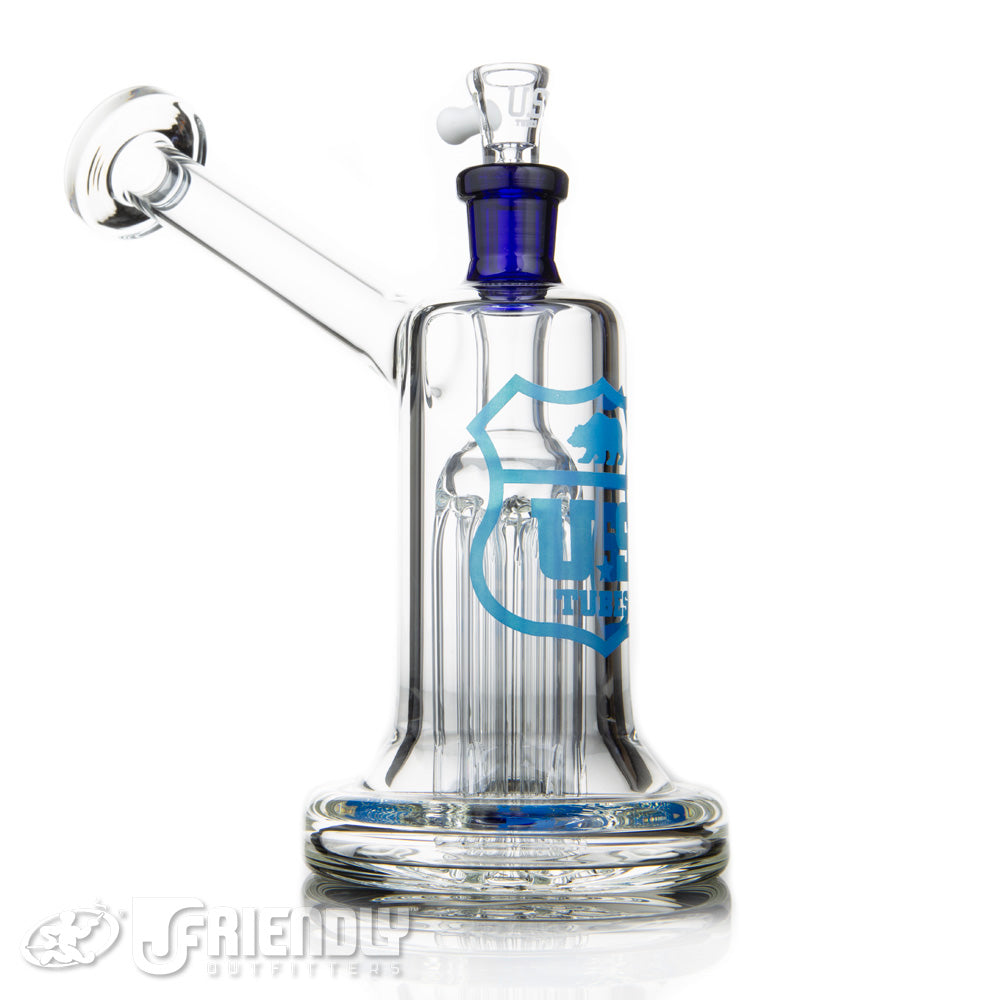 US Tubes 14mm 6 Arm Tree Bubblers w/Blue  Label and Worked Joint