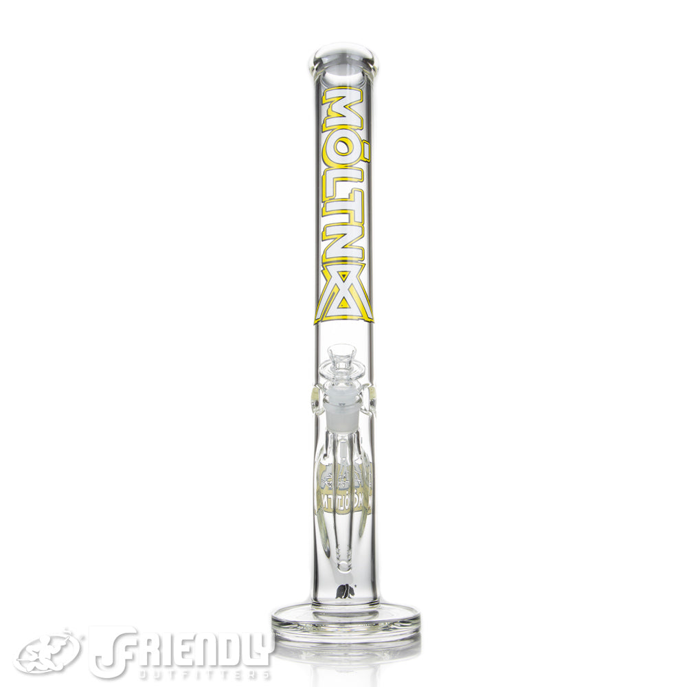 Moltn Glass 18" Straight Tube w/Yellow & White Label