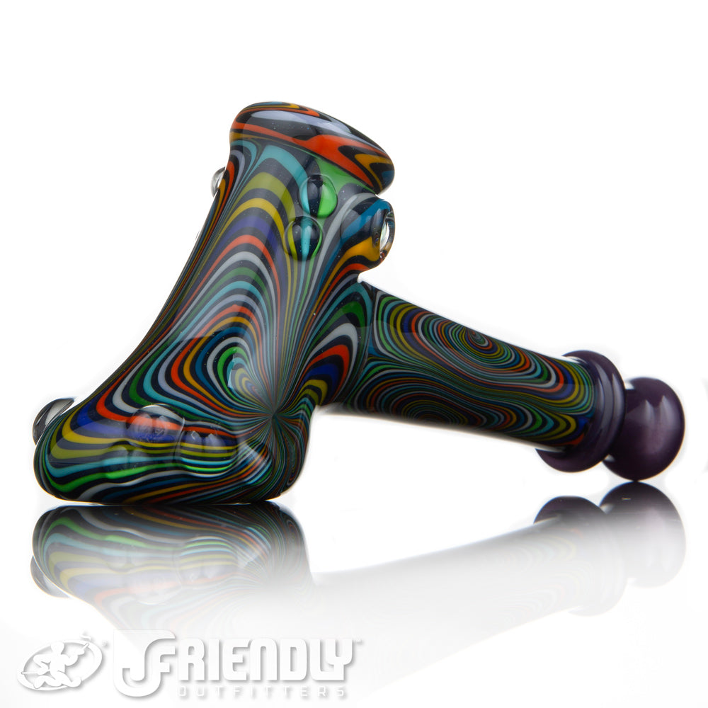 Fat Bottom Glass Rainbow Reversal Hammer w/Heavy UV Linework