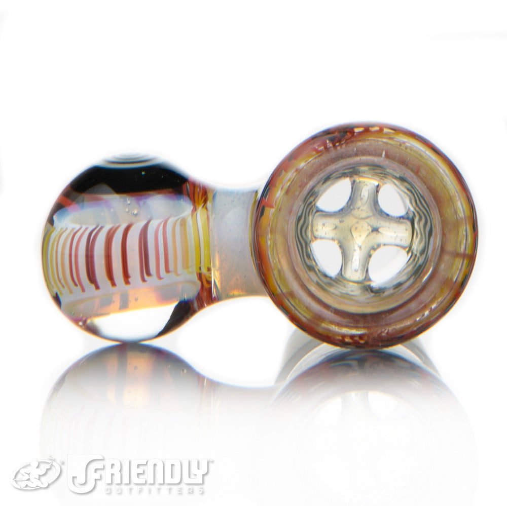 Jareds Glass 18mm 4 Hole Red and Yellow Hypnotech Slide #42