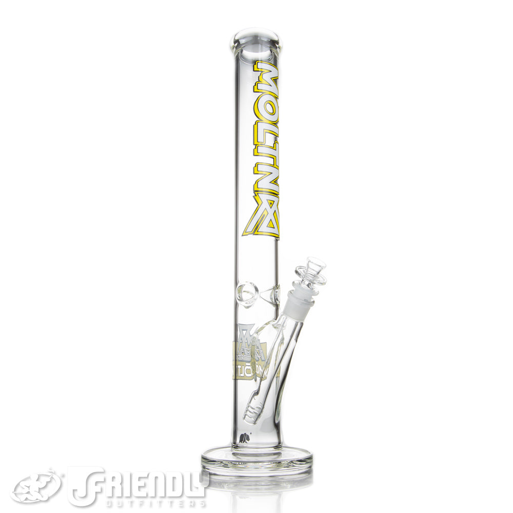 Moltn Glass 18" Straight Tube w/Yellow & White Label