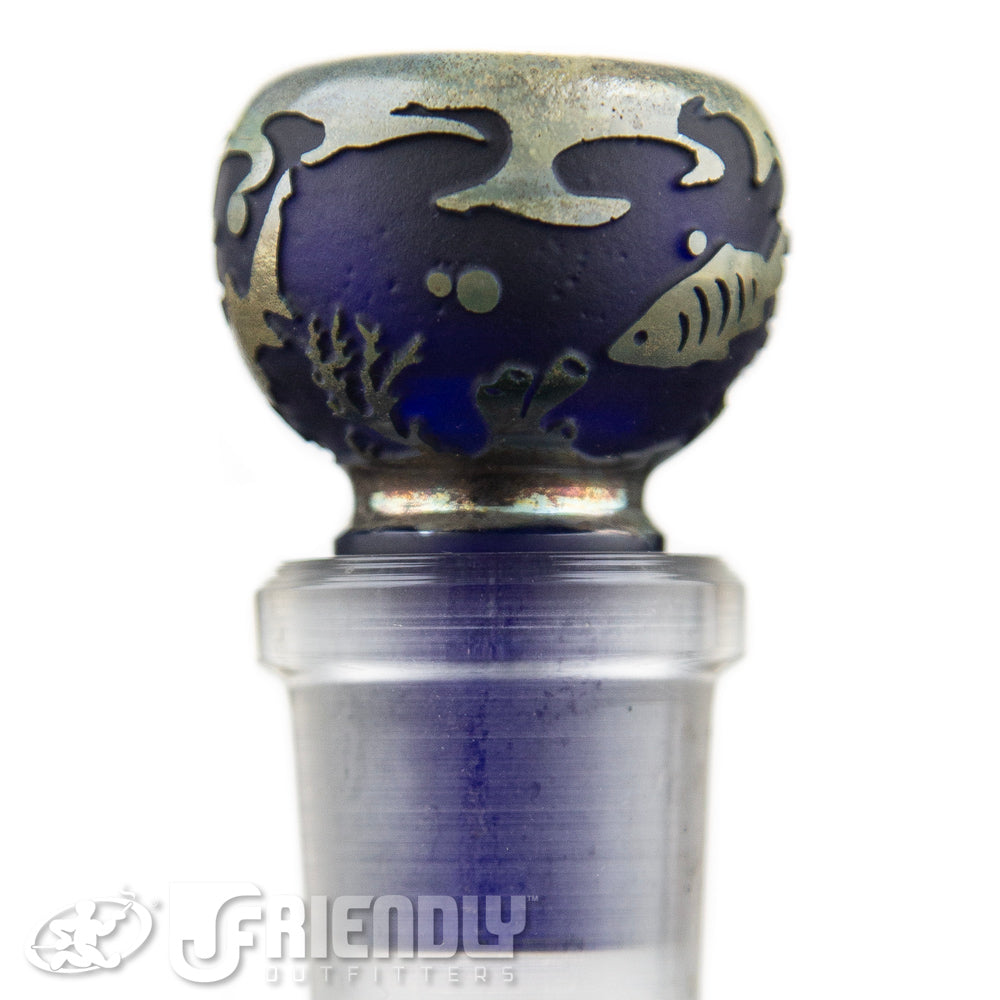 Liberty Glass 18mm Blue Under the Sea Carved Slide
