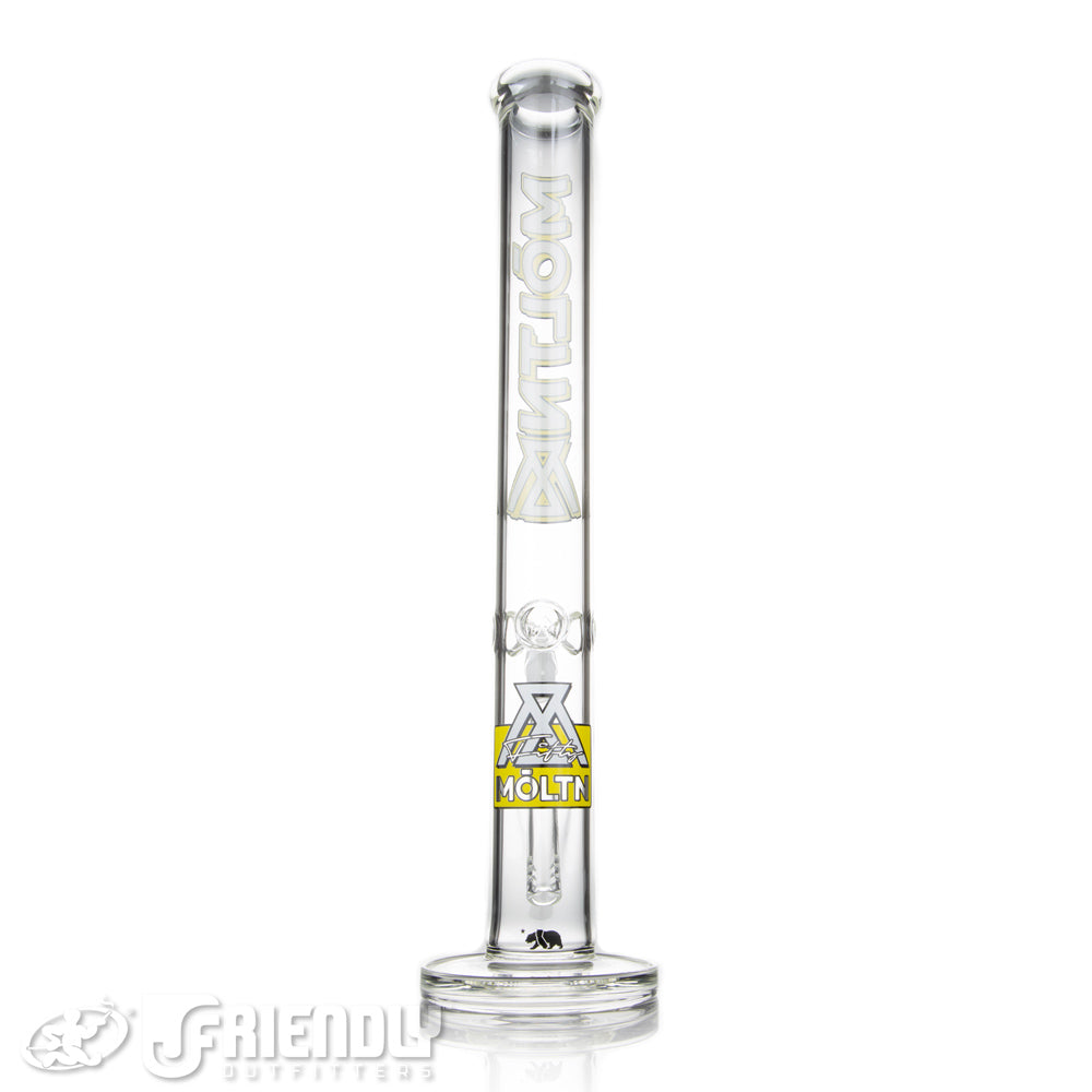 Moltn Glass 18" Straight Tube w/Yellow & White Label