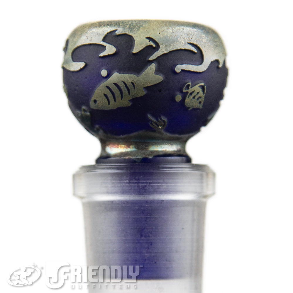 Liberty Glass 18mm Blue Under the Sea Carved Slide