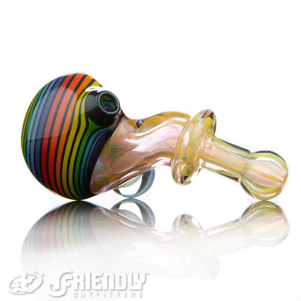 Amar Glass Three Hole Bowl Rainbow Spiral Fumed Mouth Piece Spoon