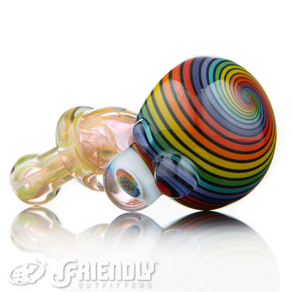 Amar Glass Three Hole Bowl Rainbow Spiral Fumed Mouth Piece Spoon