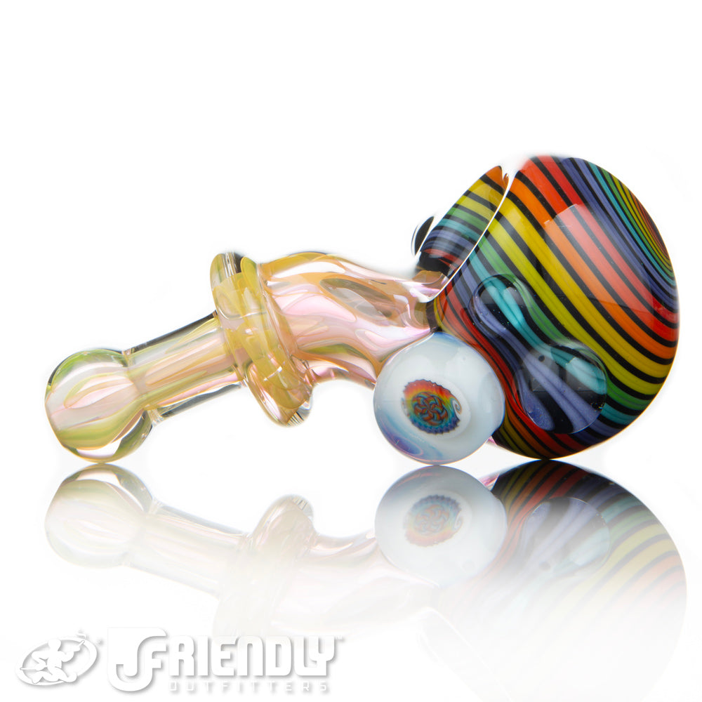 Amar Glass Three Hole Bowl Rainbow Spiral Fumed Mouth Piece Spoon