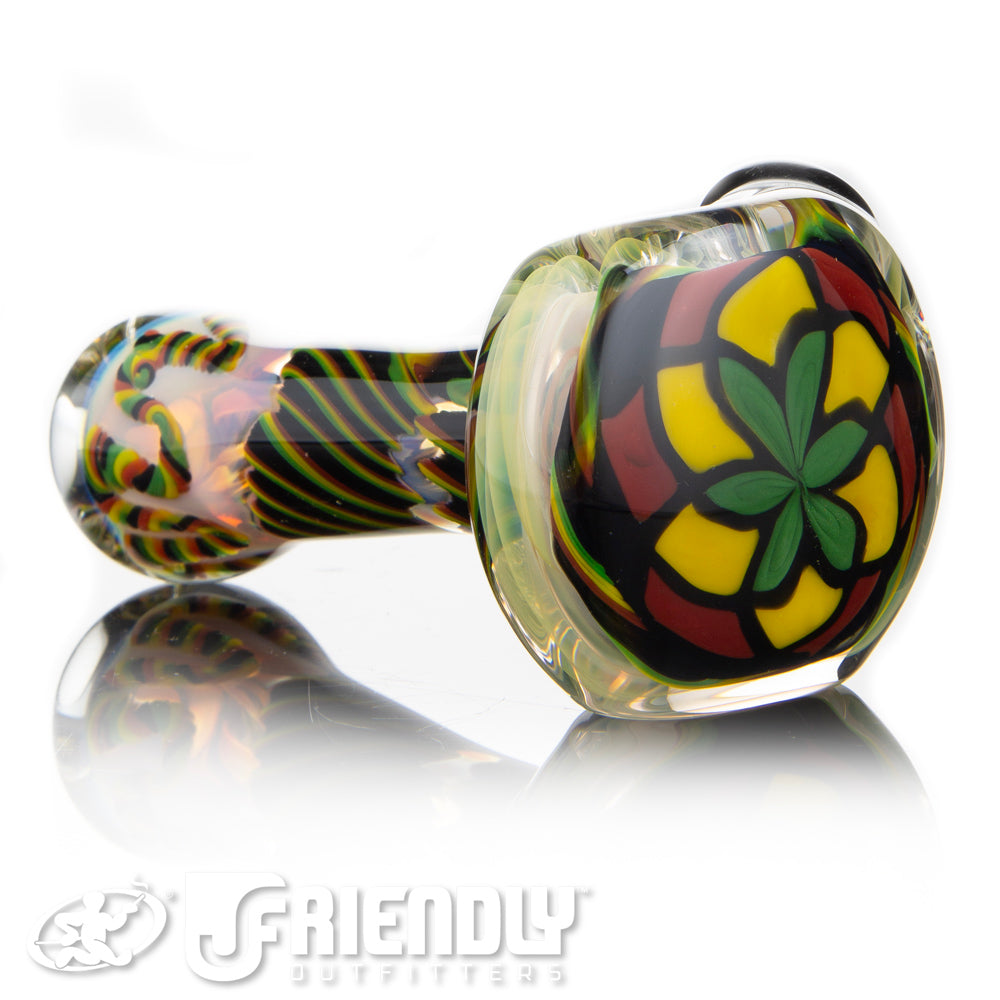 Talent Glass Worked Front Spoon w/ Rasta Accents
