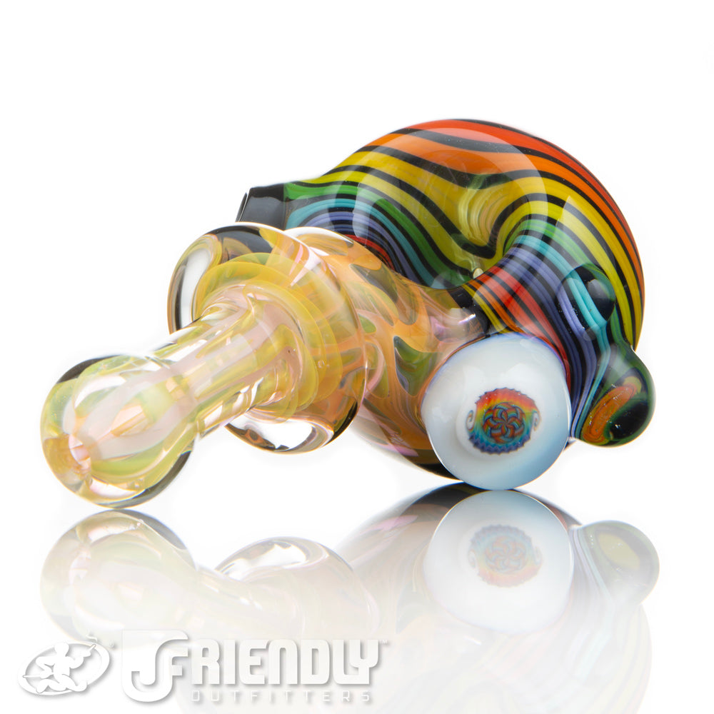 Amar Glass Three Hole Bowl Rainbow Spiral Fumed Mouth Piece Spoon