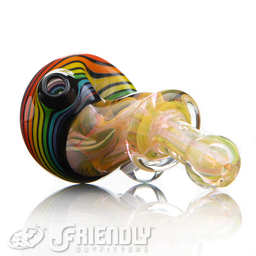 Amar Glass Three Hole Bowl Rainbow Spiral Fumed Mouth Piece Spoon