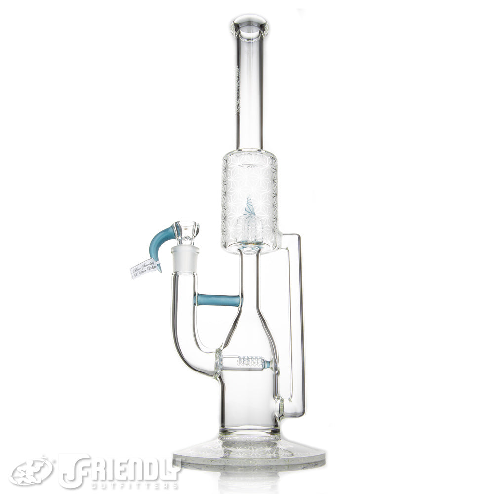 Sovereignty Glass Full Size Stemline Hornet w/ Cold Work & Blue Stardust x Star White Accent