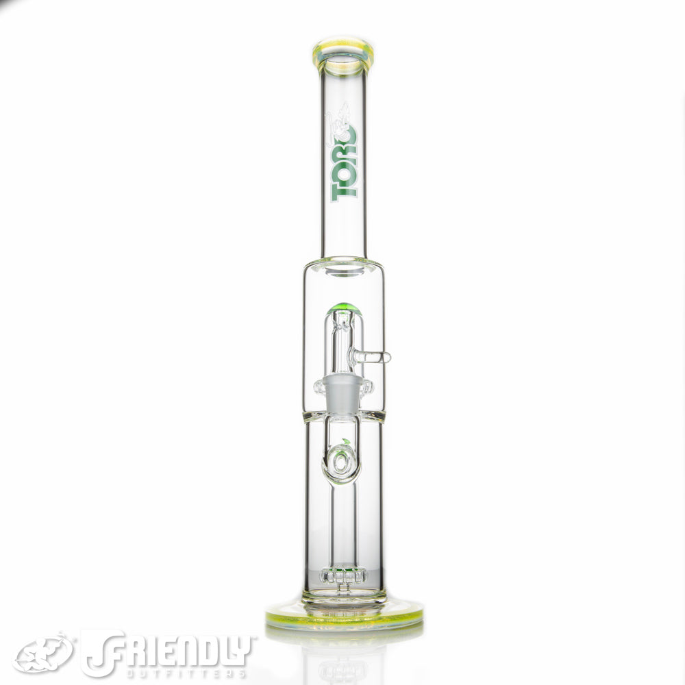 Toro Glass Full Size 18mm Circ to Circ w/Yellow Lips and Green Caps