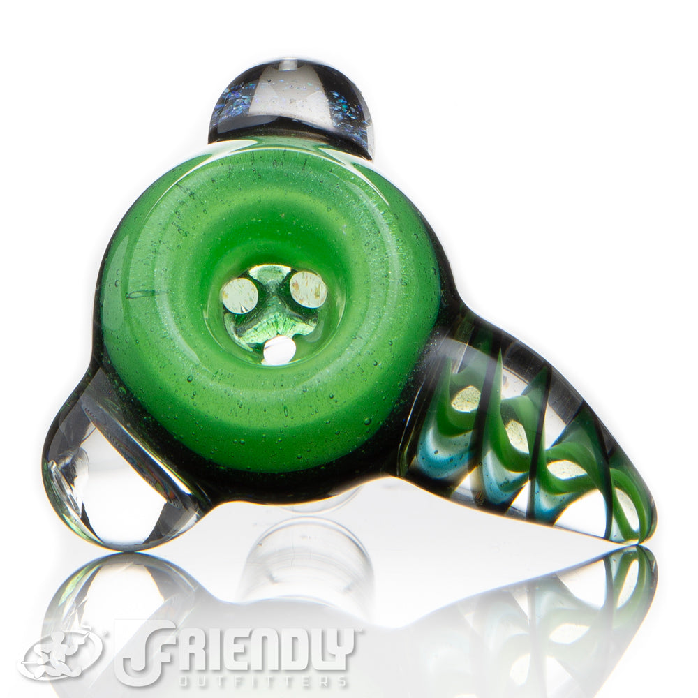 Oregon J Glass 14mm Green Three Hole Slide #43