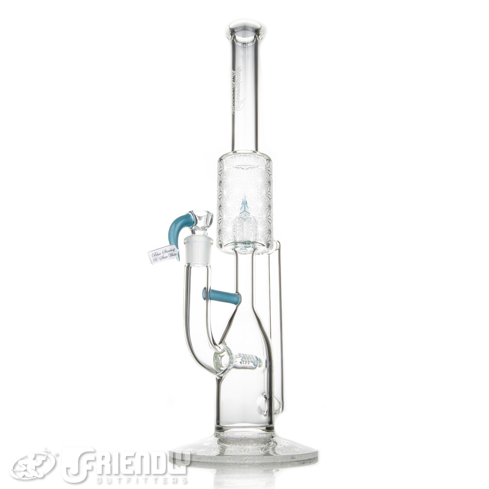 Sovereignty Glass Full Size Stemline Hornet w/ Cold Work & Blue Stardust x Star White Accent