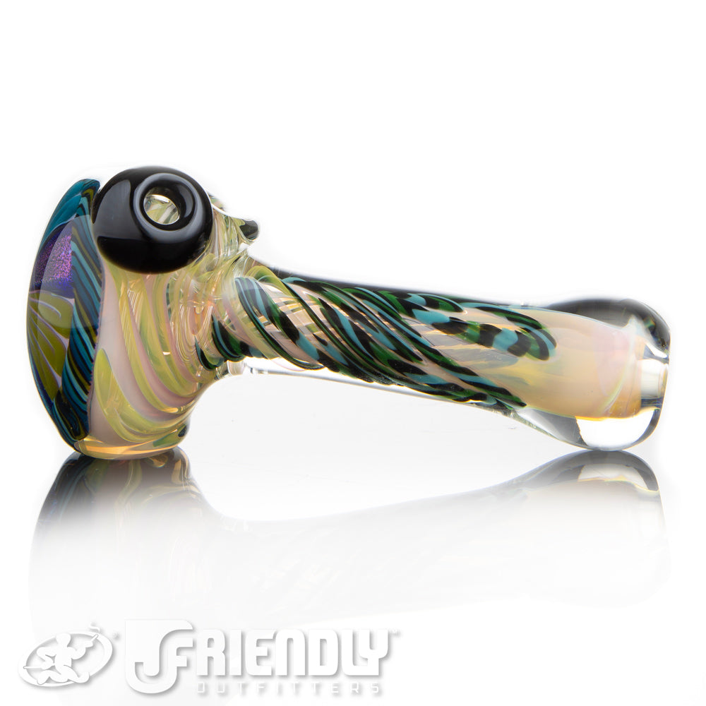 Talent Glass Dichro Floral Front Spoon w/ Blue & Green Accent
