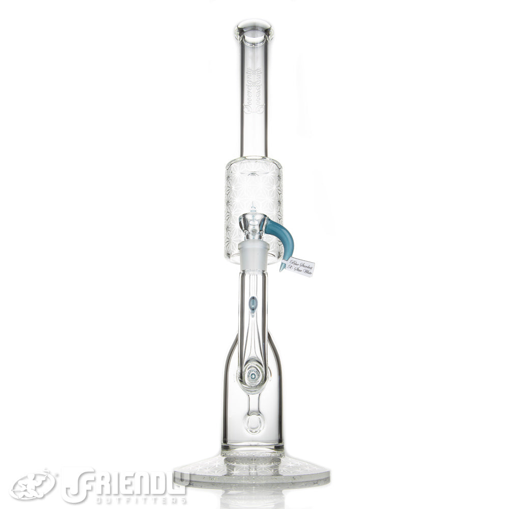Sovereignty Glass Full Size Stemline Hornet w/ Cold Work & Blue Stardust x Star White Accent