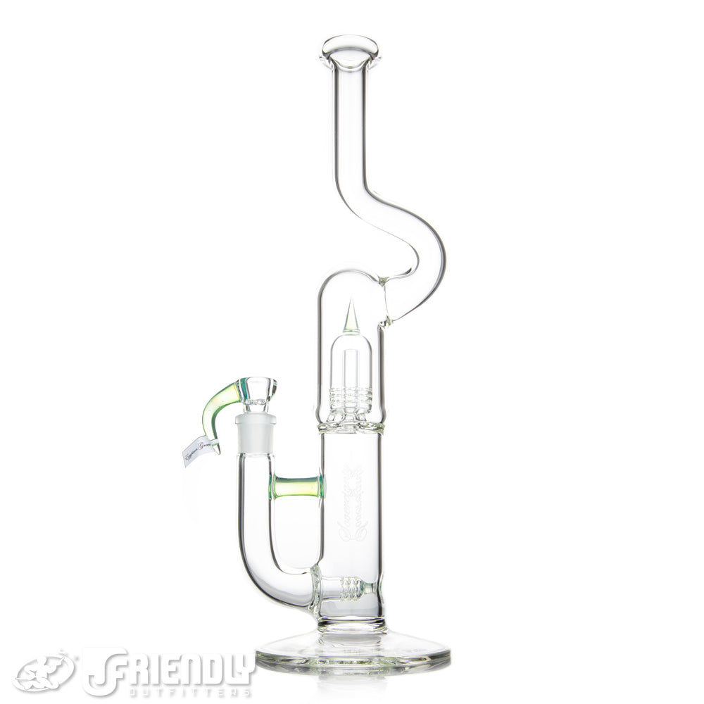 Sovereignty Glass 3Cut 360 Stemline to Grid Dome Natty Neck w/ Egyptian Green Accent