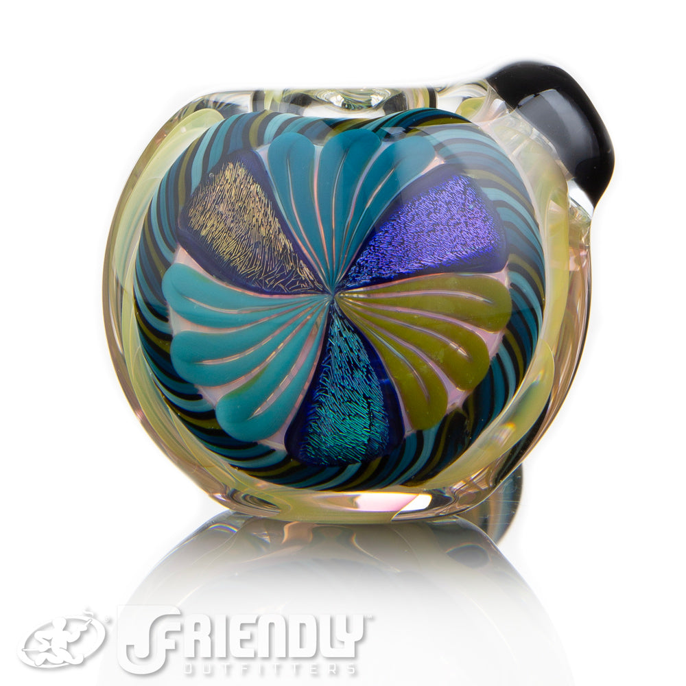 Talent Glass Dichro Floral Front Spoon w/ Blue & Green Accent