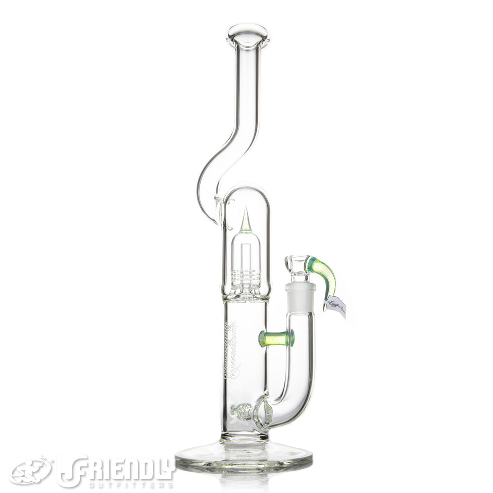 Sovereignty Glass 3Cut 360 Stemline to Grid Dome Natty Neck w/ Egyptian Green Accent