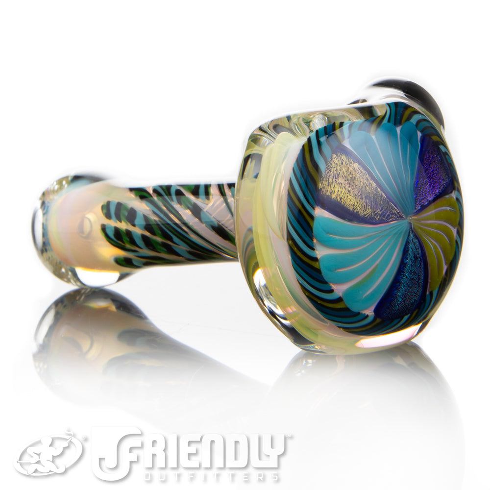 Talent Glass Dichro Floral Front Spoon w/ Blue & Green Accent