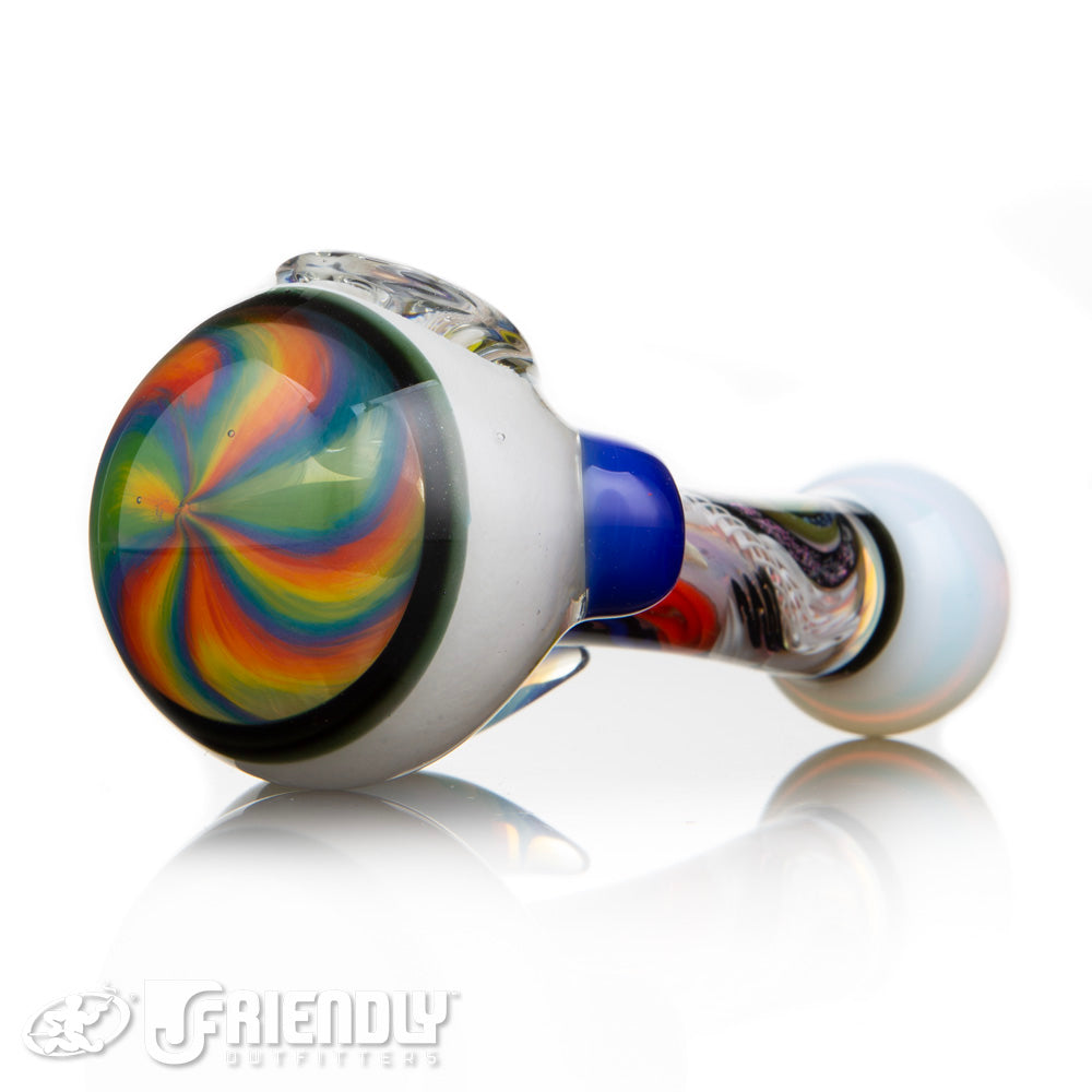 Oregon J Glass 5.5"  White Rainbow  Dichro Spoon w/Horn