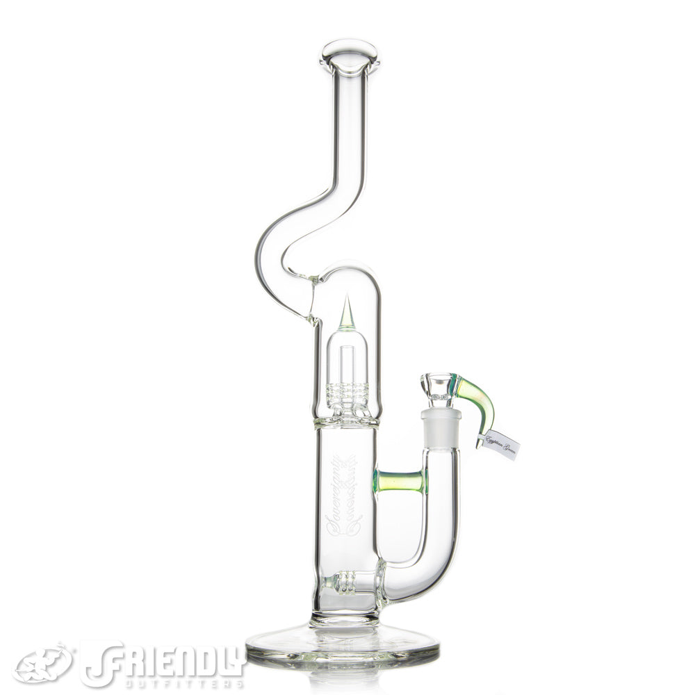 Sovereignty Glass 3Cut 360 Stemline to Grid Dome Natty Neck w/ Egyptian Green Accent