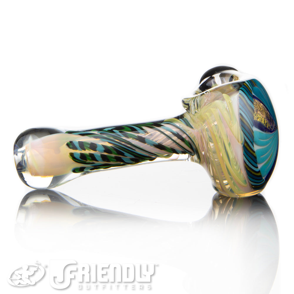 Talent Glass Dichro Floral Front Spoon w/ Blue & Green Accent