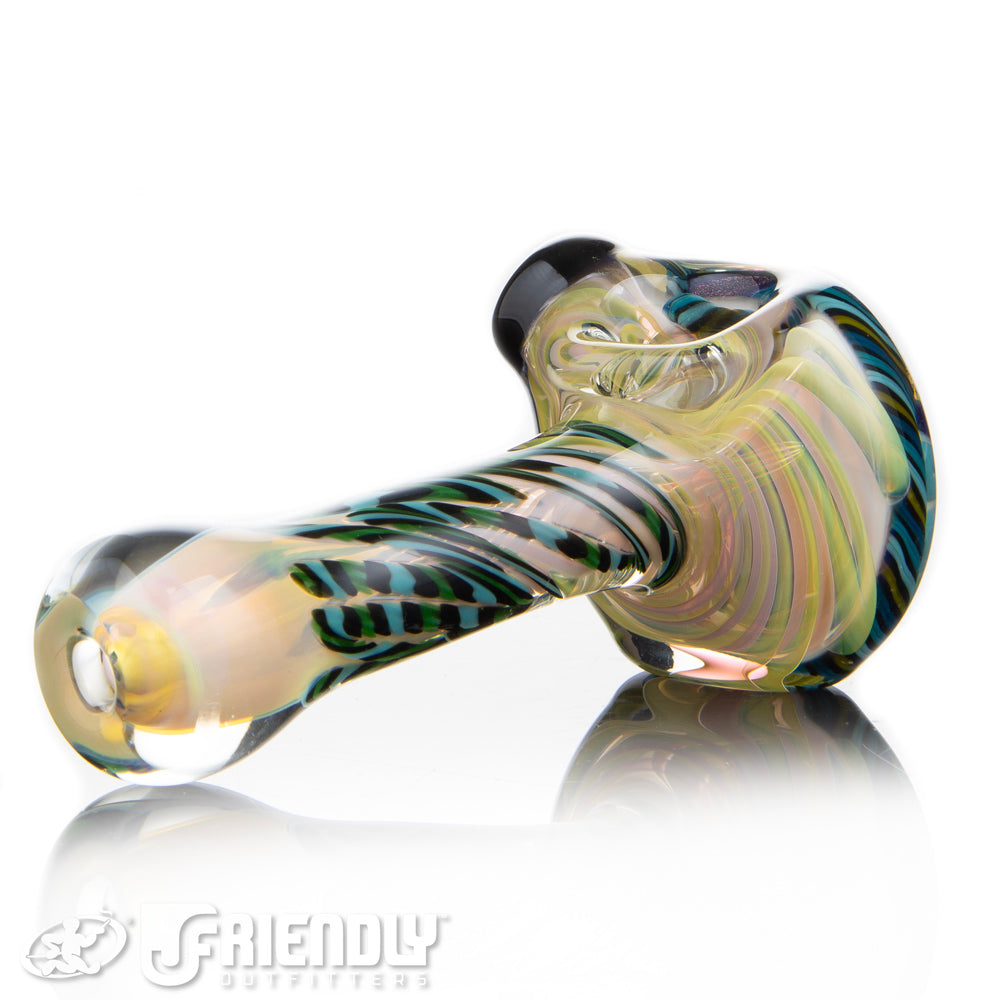 Talent Glass Dichro Floral Front Spoon w/ Blue & Green Accent
