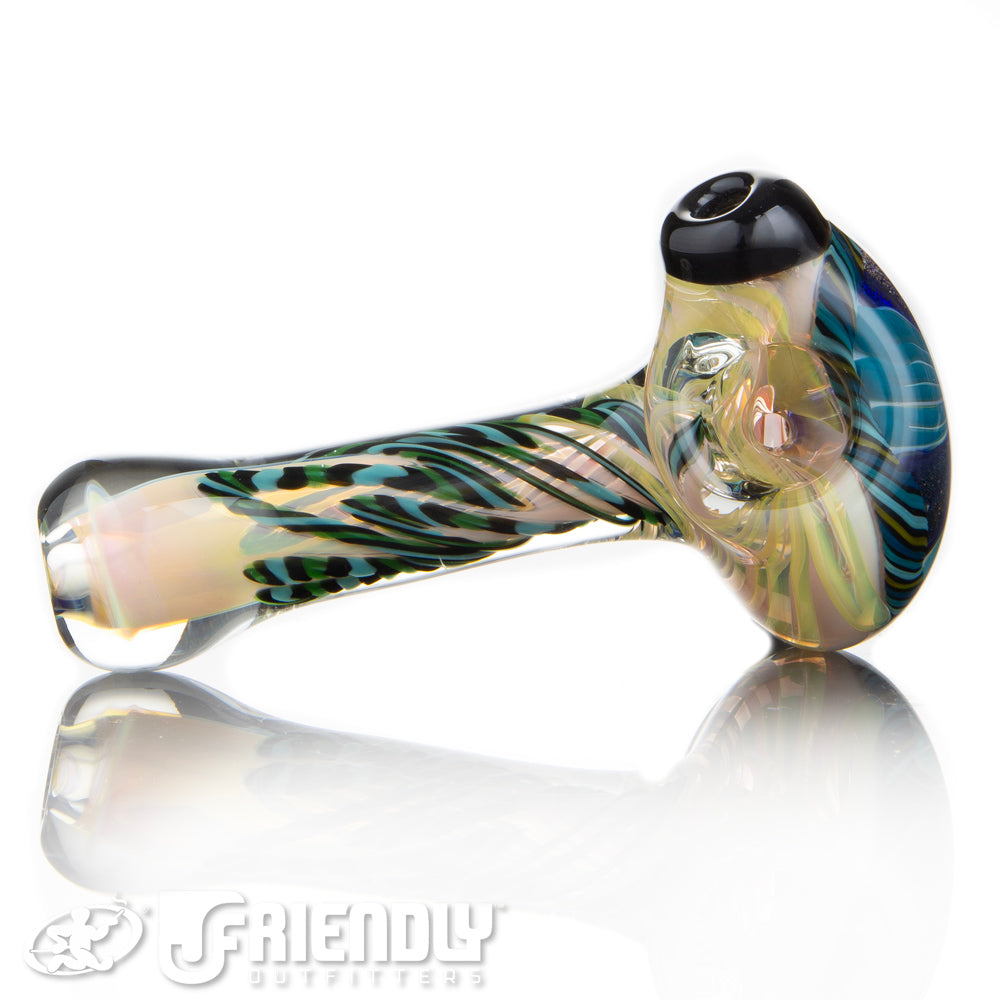 Talent Glass Dichro Floral Front Spoon w/ Blue & Green Accent