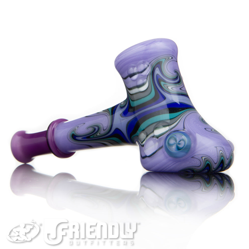 Fat Bottom Glass Purple Reversal Hammer w/UV Line Work