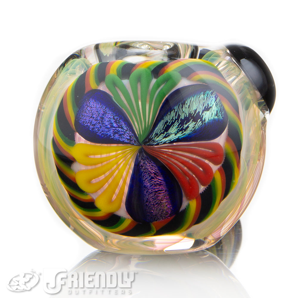 Talent Glass Dichro Floral Front Spoon w/ Rasta Accent B