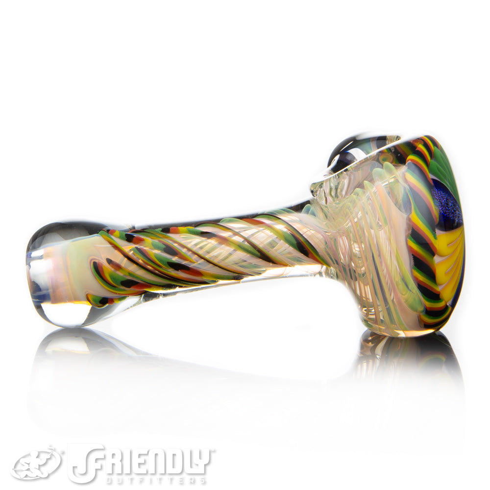 Talent Glass Dichro Floral Front Spoon w/ Rasta Accent B