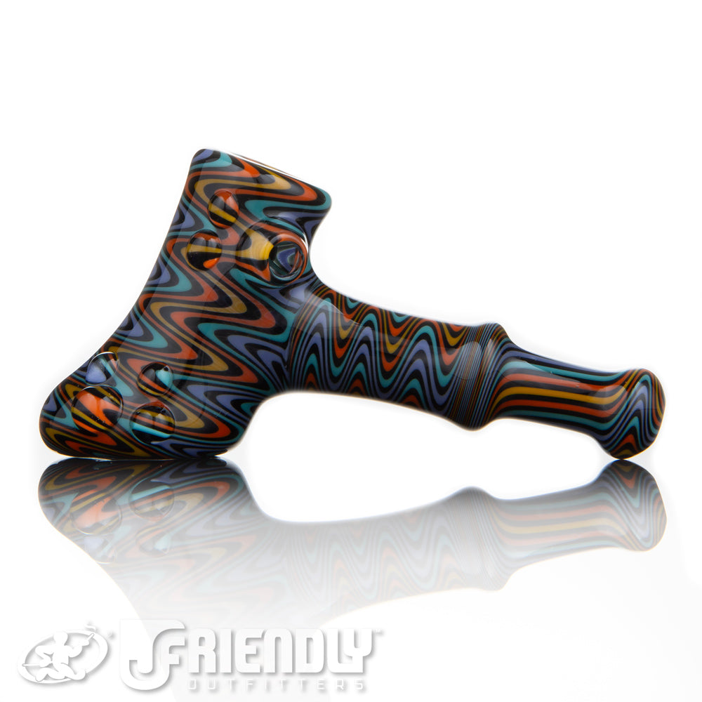 Fat Bottom Glass Small Pocket Hammer w/Orange and Blue Reversal, Mille and UV Line Work