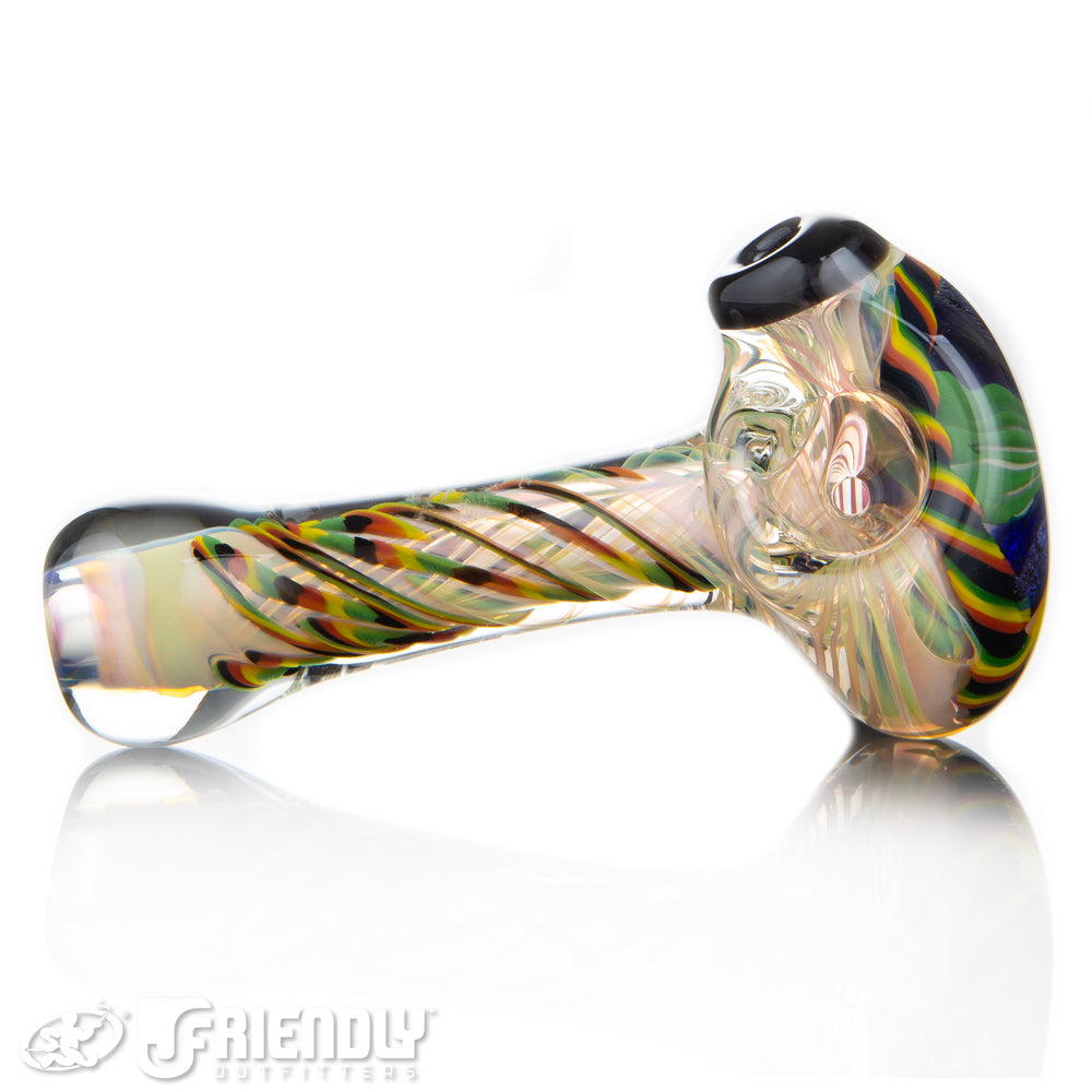 Talent Glass Dichro Floral Front Spoon w/ Rasta Accent B